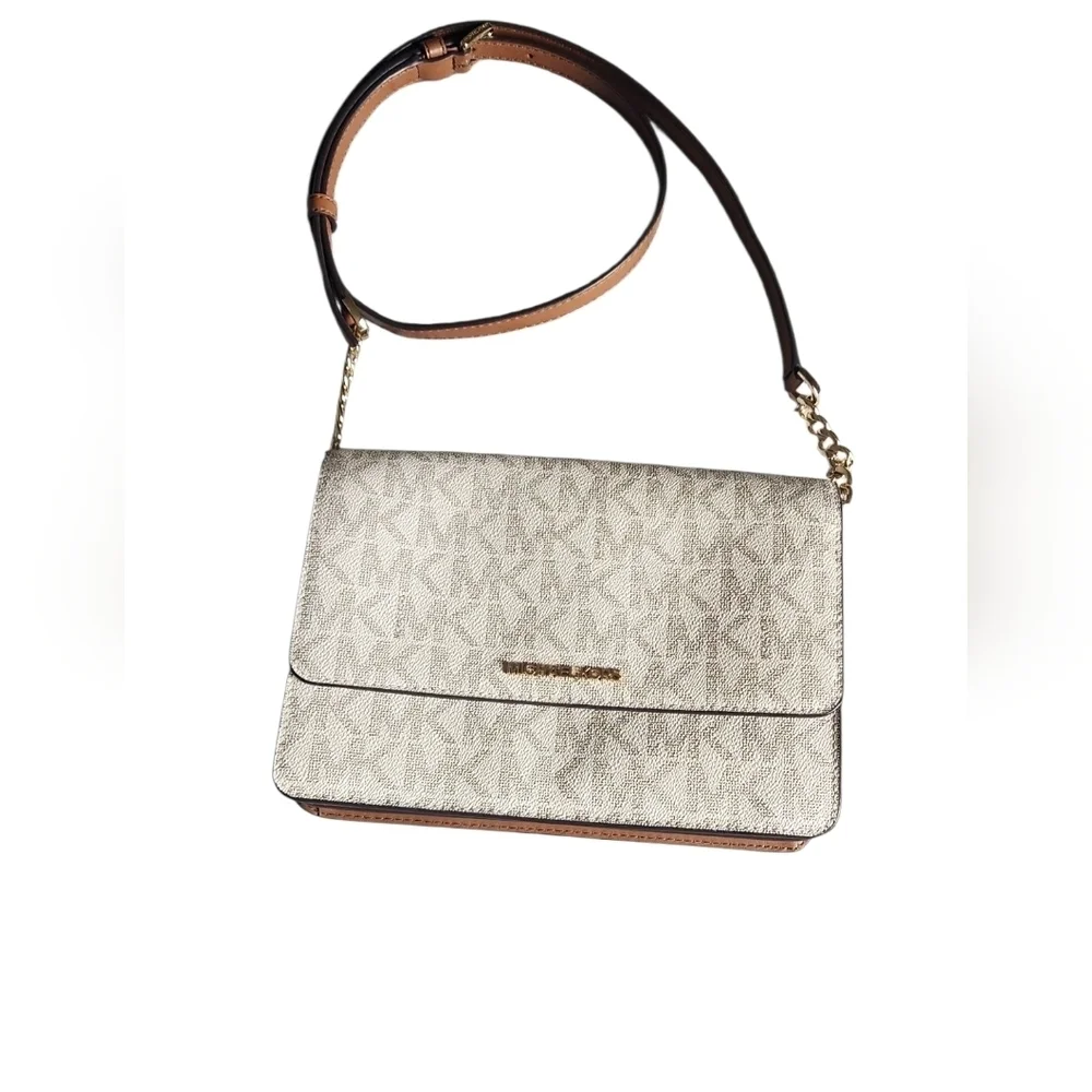 Michael Kors Beige and Brown Crossbody Bag